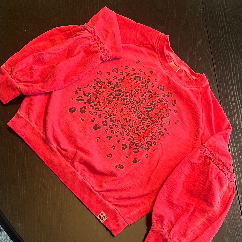 Stylish Red Leopard Heart Kids Top